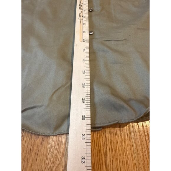 Geoffrey Beene Mens Sateen Olive Green Long Sleeve Button-Down M 15 1/2 32/33 - Picture 3 of 7